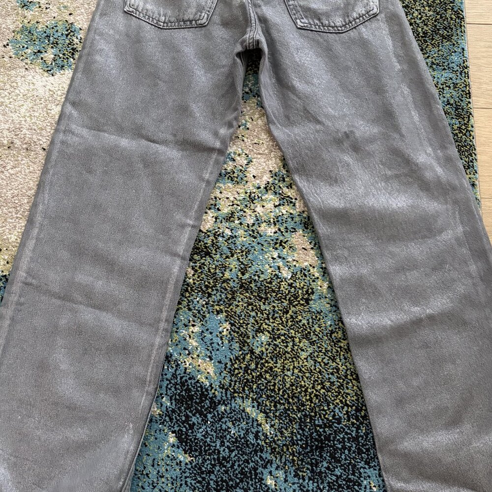 ZARA Metallic High-Waisted Straight Leg Jeans - FREE SHIPPING! - Picture 3 of 5
